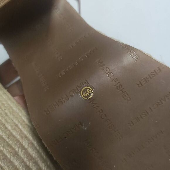 Marc Fisher corksole summer leather platform Y2K sandals high heel wedge espadri - Picture 7 of 9